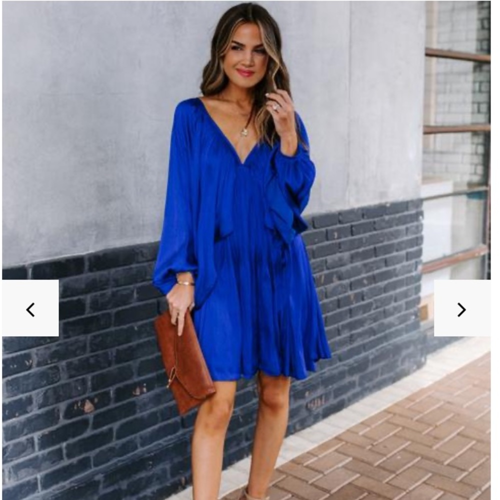 VICI Satin Babydoll Dress Blue